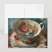Papierstapel gefüllt mit Blume Postkarte (Vorne/Hinten)