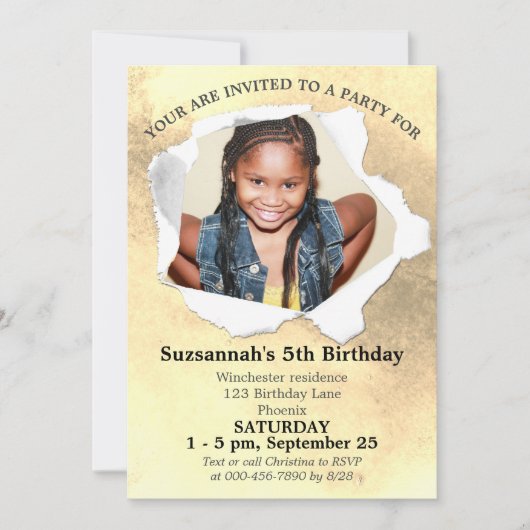 Papierstapelform Benutzerdefinierte Foto-Farbvorla Einladung (Vorderseite)