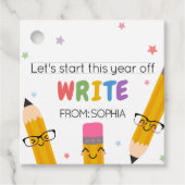 Papierstift zurück zum Schulplatz Geschenkanhänger (Vorderseite)