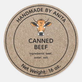 Papierstil für das Label "Cannes Beef Jar" Runder Aufkleber