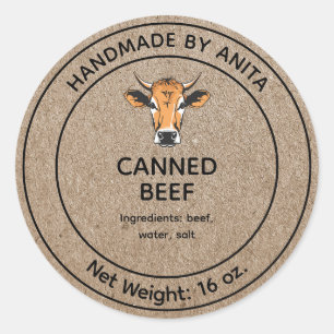 Papierstil für das Label "Cannes Beef Jar" Runder Aufkleber