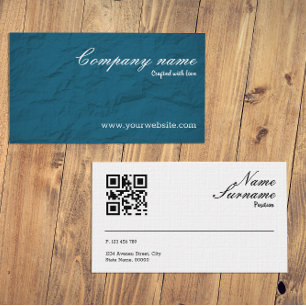Papierstruktur Türkis-Schmuck QR Visitenkarte