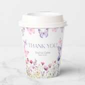 Papierstuben Schmetterlingsrosa und lila Pappbecher (Rückseite)