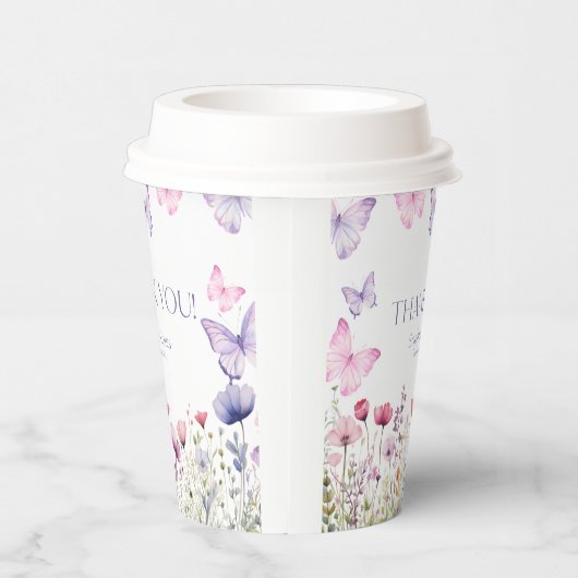 Papierstuben Schmetterlingsrosa und lila Pappbecher (Rechts)