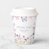 Papierstuben Schmetterlingsrosa und lila Pappbecher (Vorderseite)