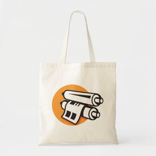 Papiersymbole, die bis zum Beutel hochgerollt sind Tragetasche (Vorne)