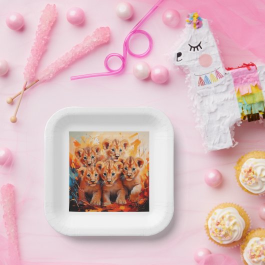 Papiertafel - Artwork der fünf Löwenknochen Pappteller (Party)