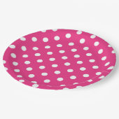 Papiertafel aus weißem Polka und Pink Pappteller (Schrägansicht)