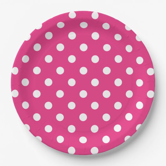 Papiertafel aus weißem Polka und Pink Pappteller (Vorderseite)