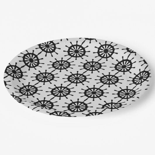 Papiertafel - Black Ship Wheels Pappteller (Schrägansicht)