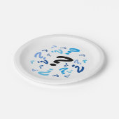 Papiertafel - Blaue Fragezeichen Pappteller (Schrägansicht)