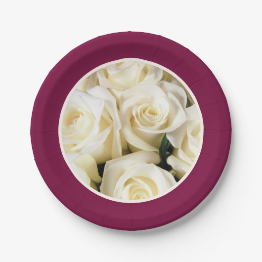 Papiertafel-Cassis mit Elfenbeinkühe-Rose Pappteller (Vorderseite)