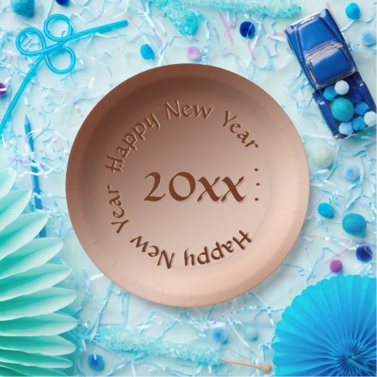 Papiertafel - Coppery New Year with Date Pappteller (Party)