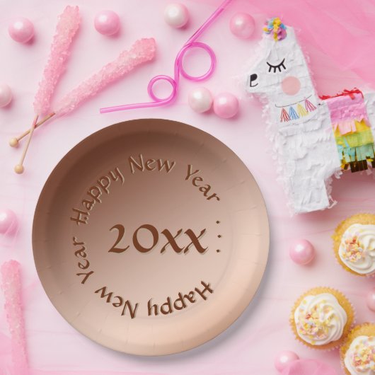 Papiertafel - Coppery New Year with Date Pappteller (Party)