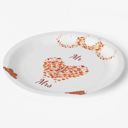 Papiertafel der Herbst-Liebe Pappteller (Schrägansicht)