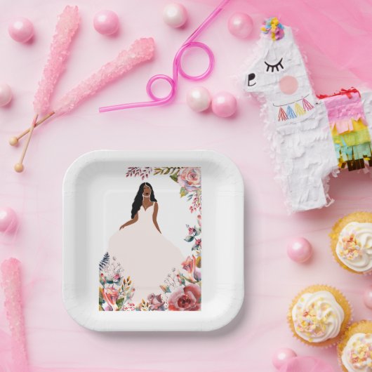 Papiertafel für afrikanisches amerikanisches Braut Pappteller (Party)
