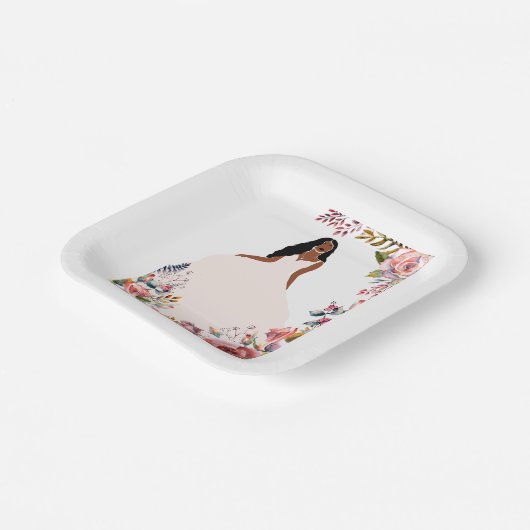 Papiertafel für afrikanisches amerikanisches Braut Pappteller (Gewinkelt)