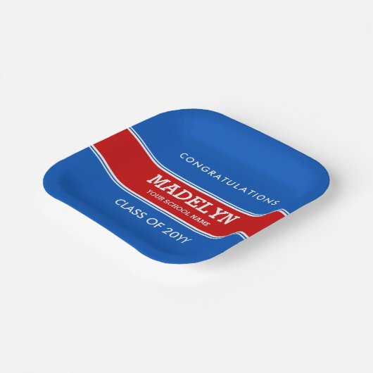 Papiertafel für den blauen und roten Abschluss Pappteller (Gewinkelt)