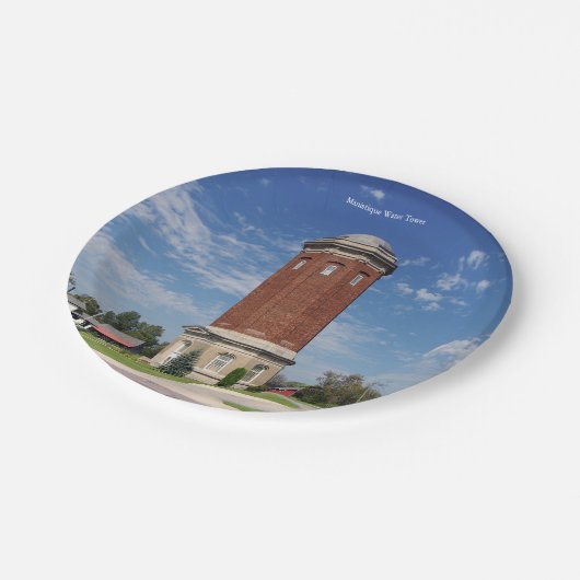 Papiertafel für den Wasserturm von Manistique Pappteller (Schrägansicht)