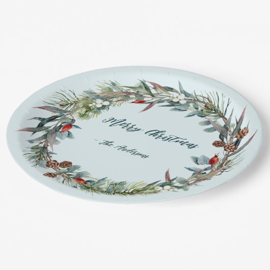 Papiertafel für den Watercolor-Wald Pappteller (Schrägansicht)