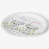 Papiertafel für Koala Gender Reveal Party. Pappteller (Schrägansicht)