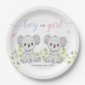 Papiertafel für Koala Gender Reveal Party. Pappteller (Vorderseite)