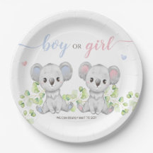 Papiertafel für Koala Gender Reveal Party.