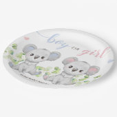 Papiertafel für Koala Gender Reveal Party. Pappteller (Schrägansicht)