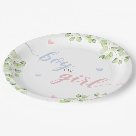 Papiertafel für Koala Gender Reveal Party. Pappteller (Schrägansicht)