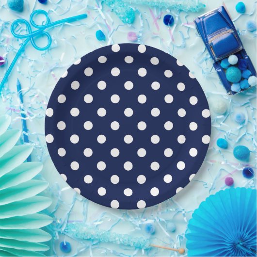 Papiertafel für Navy und White Polka Pappteller (Party)