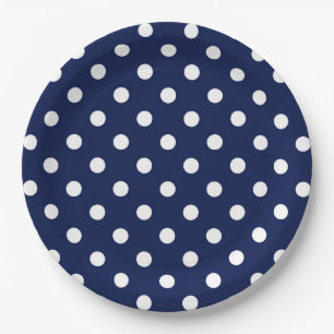 Papiertafel für Navy und White Polka Pappteller