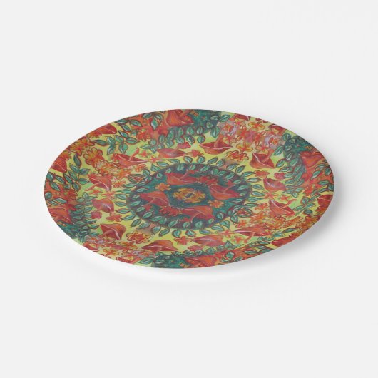 Papiertafel für Pilze und Blätter Pappteller (Schrägansicht)