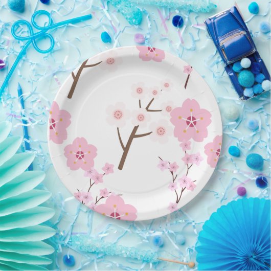 Papiertafel für Rosa und Weiße Kirschen Pappteller (Party)