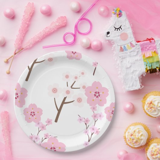 Papiertafel für Rosa und Weiße Kirschen Pappteller (Party)