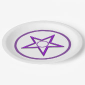 Papiertafel - Lila Star und Kreise Pappteller (Schrägansicht)