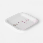 Papiertafel mit weichrosa Kreuz- und Blumenspalte Pappteller (Gewinkelt)