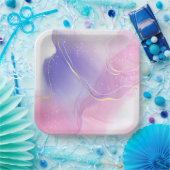 Papiertafel mit weißem Einhorn Pappteller (Party)