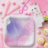 Papiertafel mit weißem Einhorn Pappteller (Party)