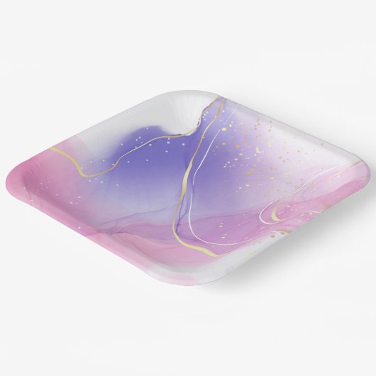 Papiertafel mit weißem Einhorn Pappteller (Gewinkelt)