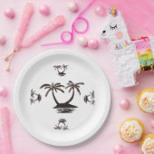 Papiertafel - Silhouette der Tropeninsel Pappteller (Party)