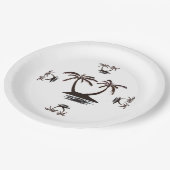 Papiertafel - Silhouette der Tropeninsel Pappteller (Schrägansicht)