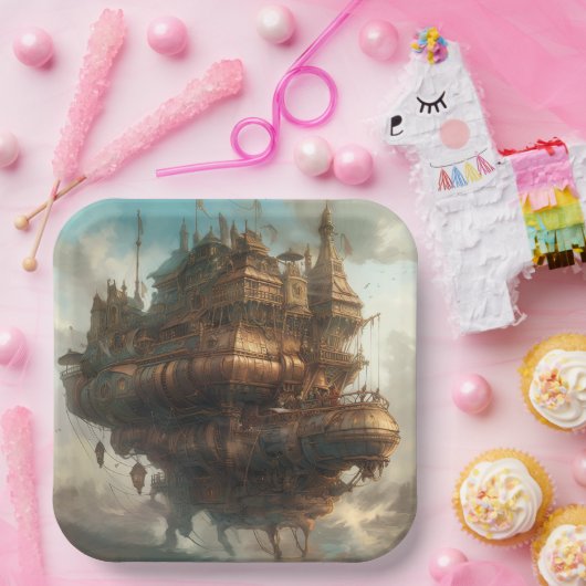 Papiertafel: Steampunkreise Pappteller (Party)