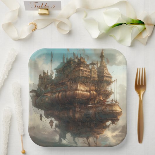 Papiertafel: Steampunkreise Pappteller (Hochzeit)