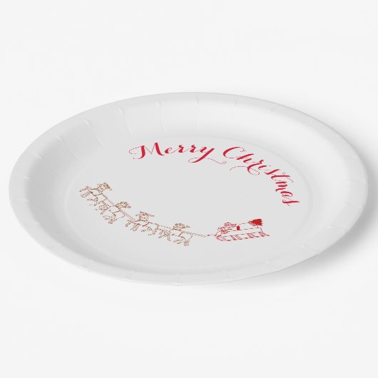 Papiertafel - Weihnachtsgrüße und Hirsche Pappteller (Schrägansicht)