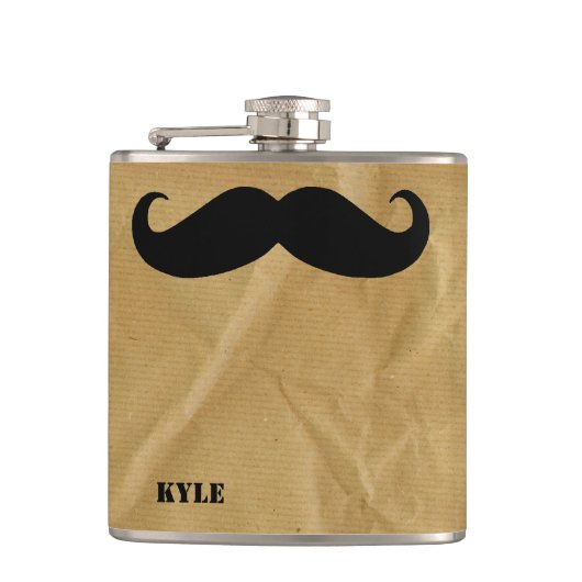 Papiertasche mit Mustache Custom Flask Flachmann (Vorderseite)