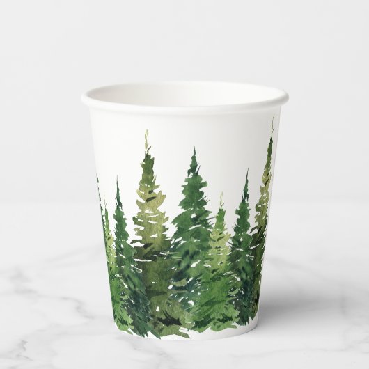 Papiertasse - Aquarellwald Pappbecher (Rückseite)