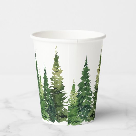 Papiertasse - Aquarellwald Pappbecher (Rechts)