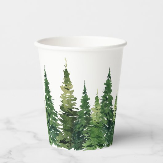 Papiertasse - Aquarellwald Pappbecher (Vorderseite)