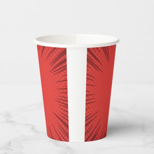 Papiertasse aus roter Sternexplosion Pappbecher (Links)