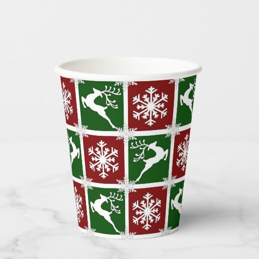 Papiertasse für Hirsche und Schneeflocken Pappbecher (Vorderseite)